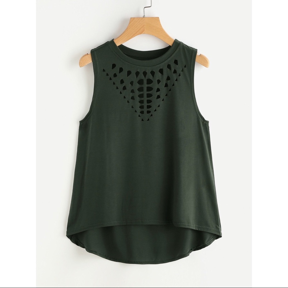 Laser Cut High Low Tank Top